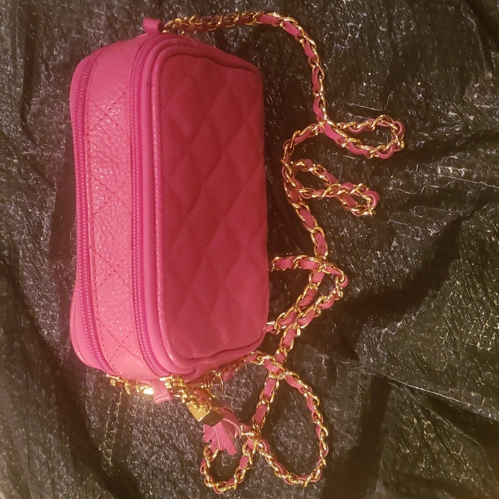 Pink Quilted Crossbody Bag